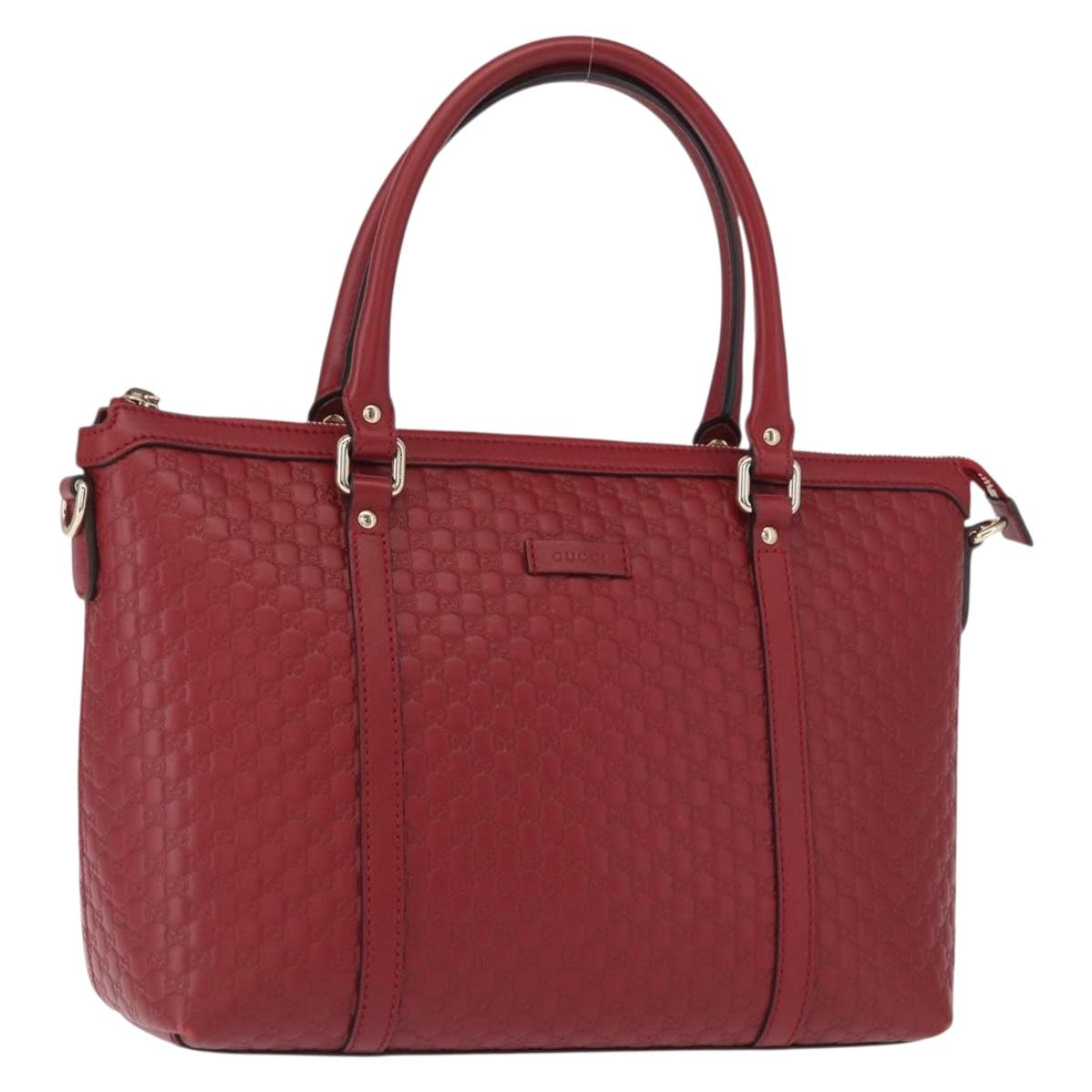GUCCI Micro GG Canvas Hand Bag Leather Red Gold 449656 Auth ka1512