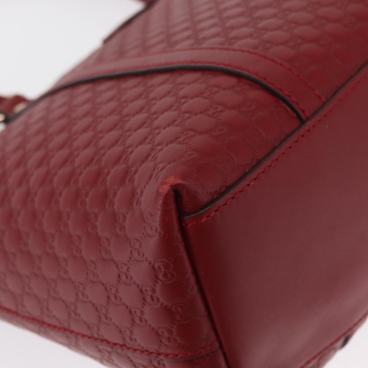 GUCCI Micro GG Canvas Hand Bag Leather Red Gold 449656 Auth ka1512
