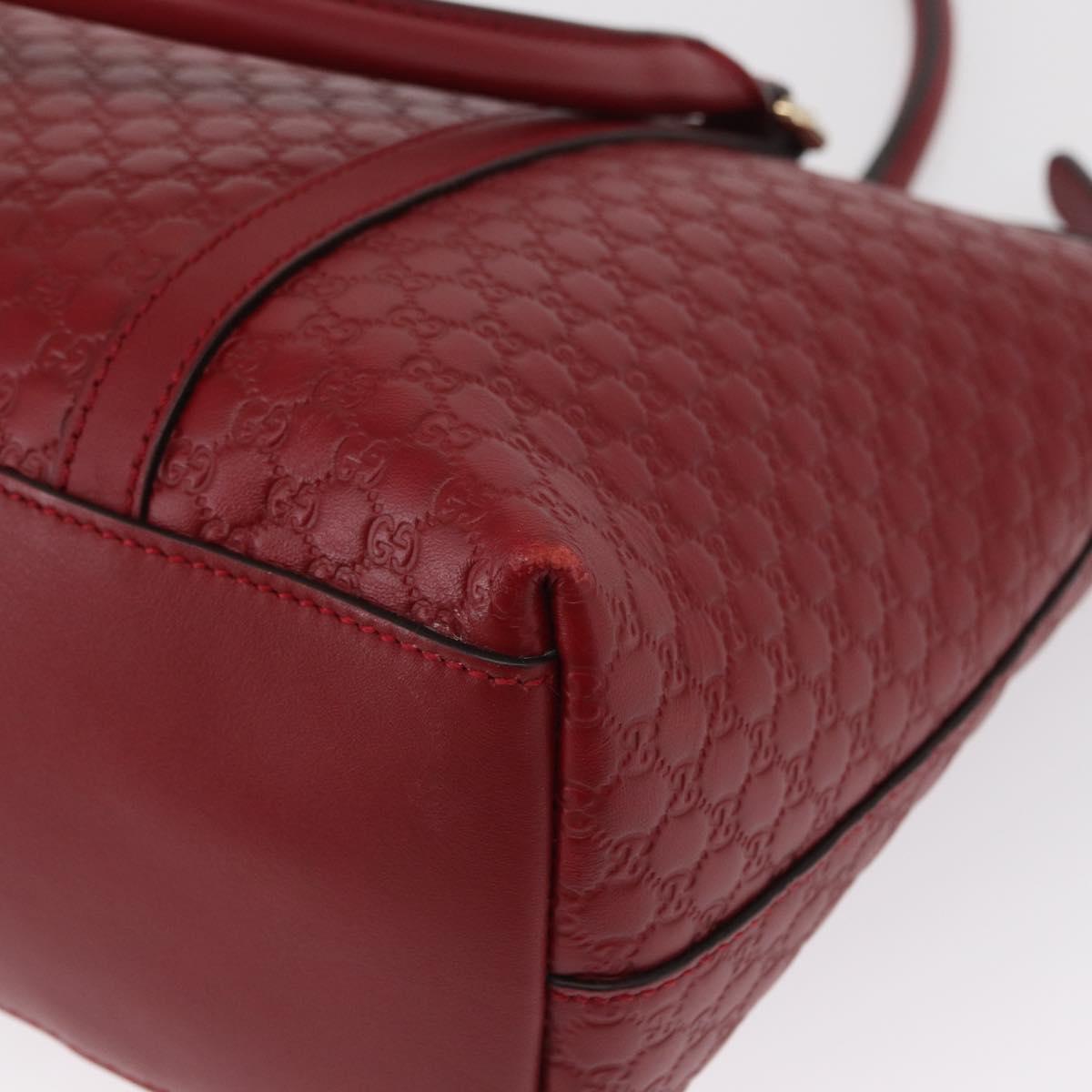 GUCCI Micro GG Canvas Hand Bag Leather Red Gold 449656 Auth ka1512