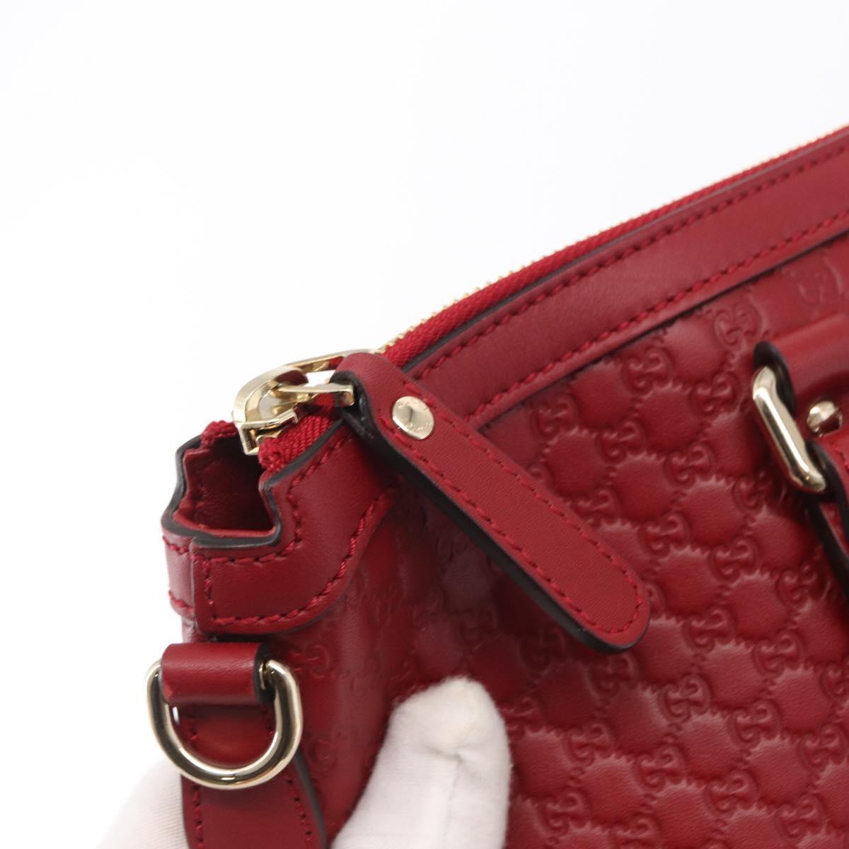 GUCCI Micro GG Canvas Hand Bag Leather Red Gold 449656 Auth ka1512