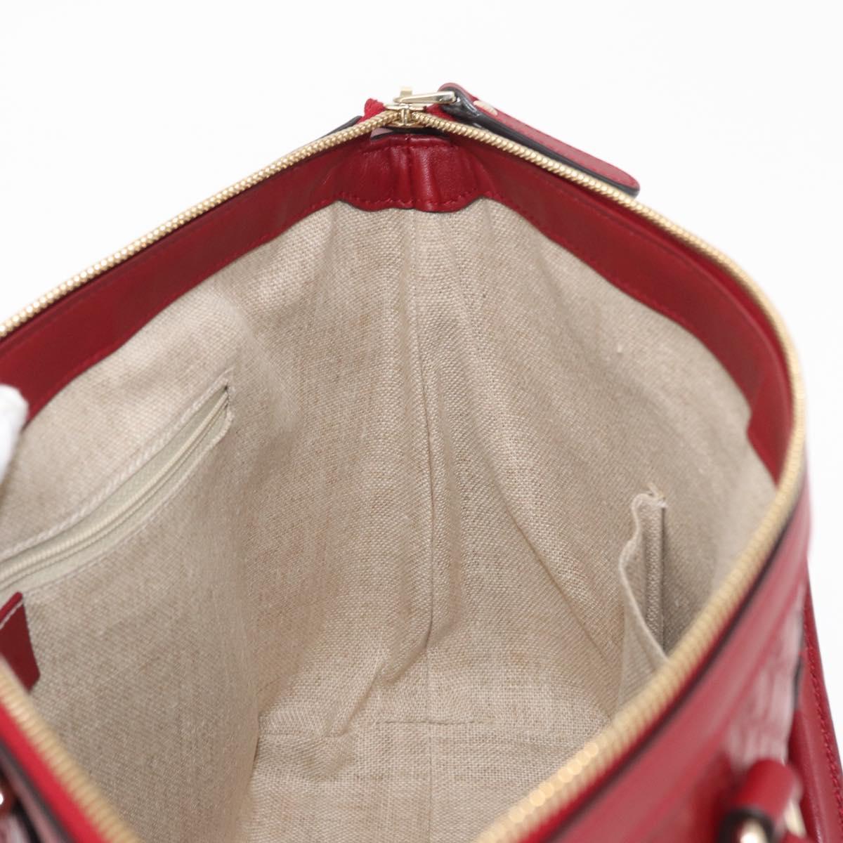 GUCCI Micro GG Canvas Hand Bag Leather Red Gold 449656 Auth ka1512