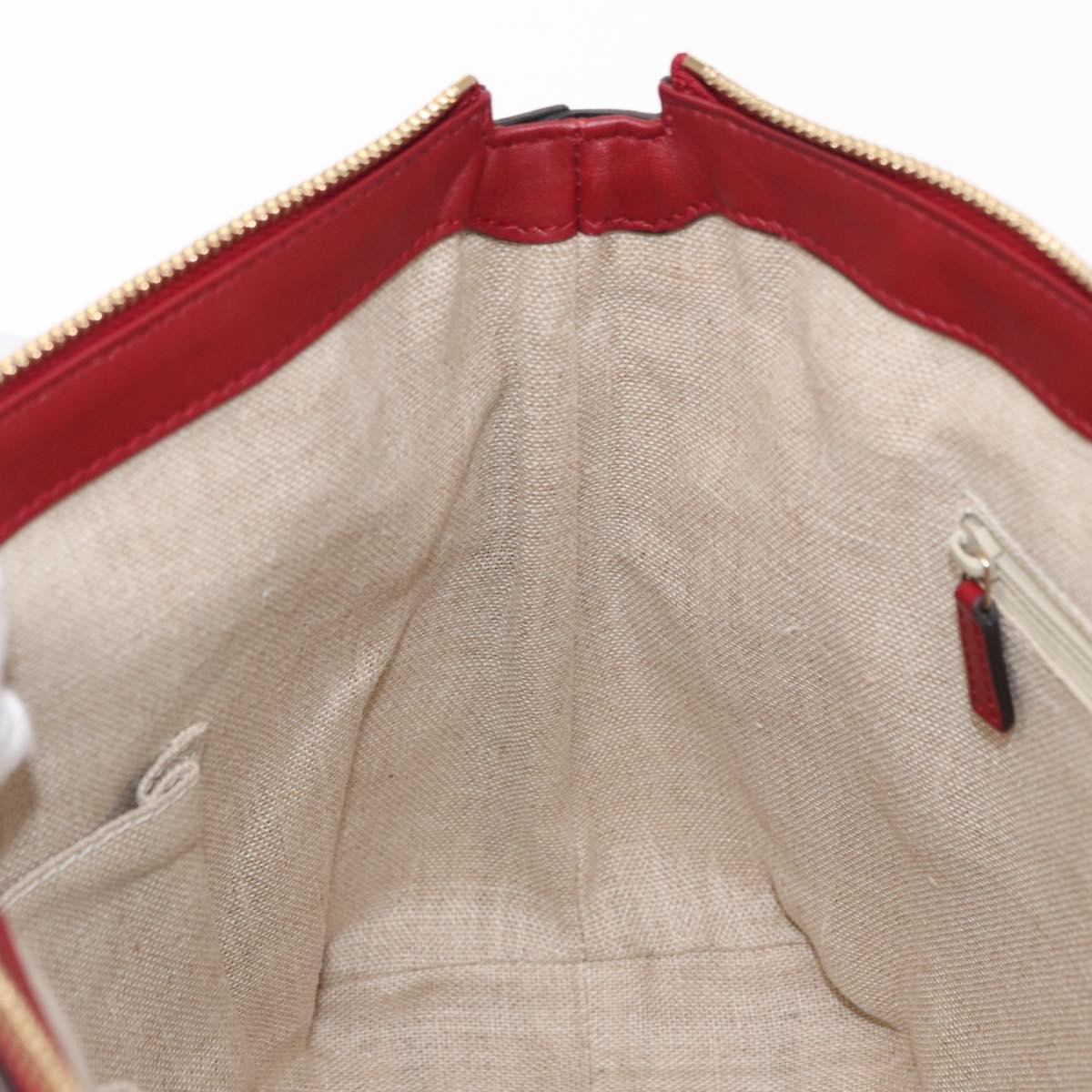GUCCI Micro GG Canvas Hand Bag Leather Red Gold 449656 Auth ka1512