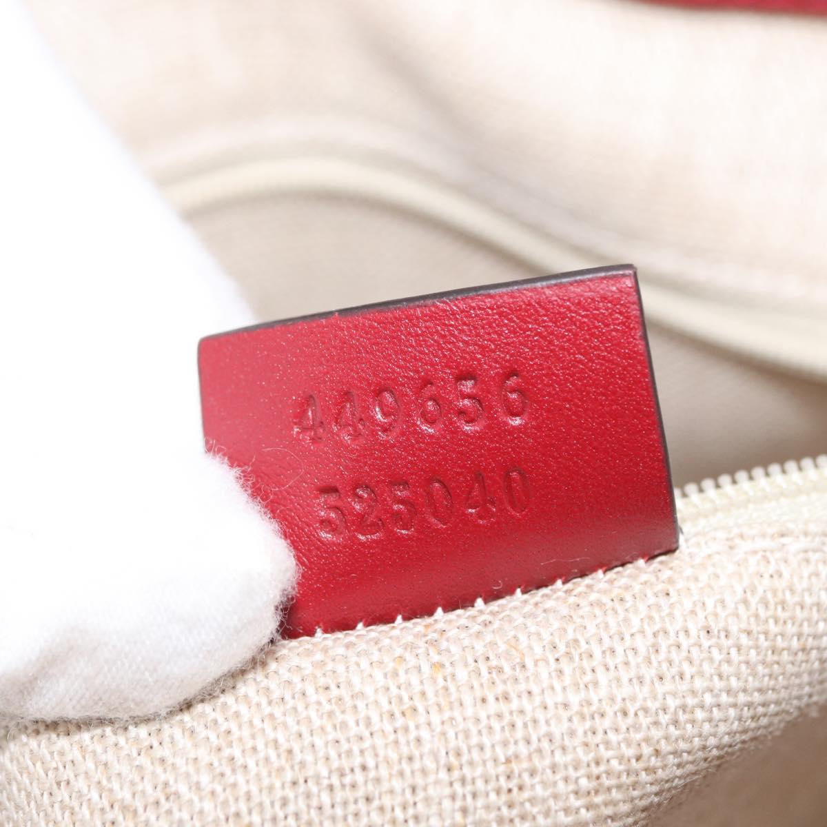 GUCCI Micro GG Canvas Hand Bag Leather Red Gold 449656 Auth ka1512