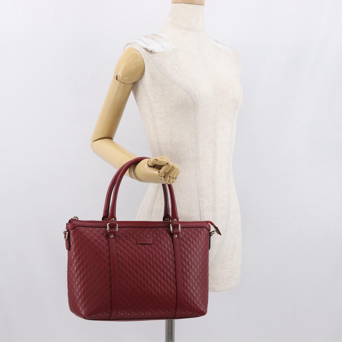 GUCCI Micro GG Canvas Hand Bag Leather Red Gold 449656 Auth ka1512