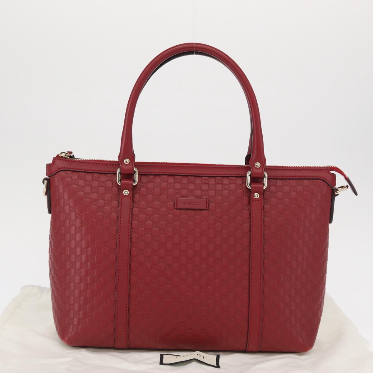 GUCCI Micro GG Canvas Hand Bag Leather Red Gold 449656 Auth ka1512
