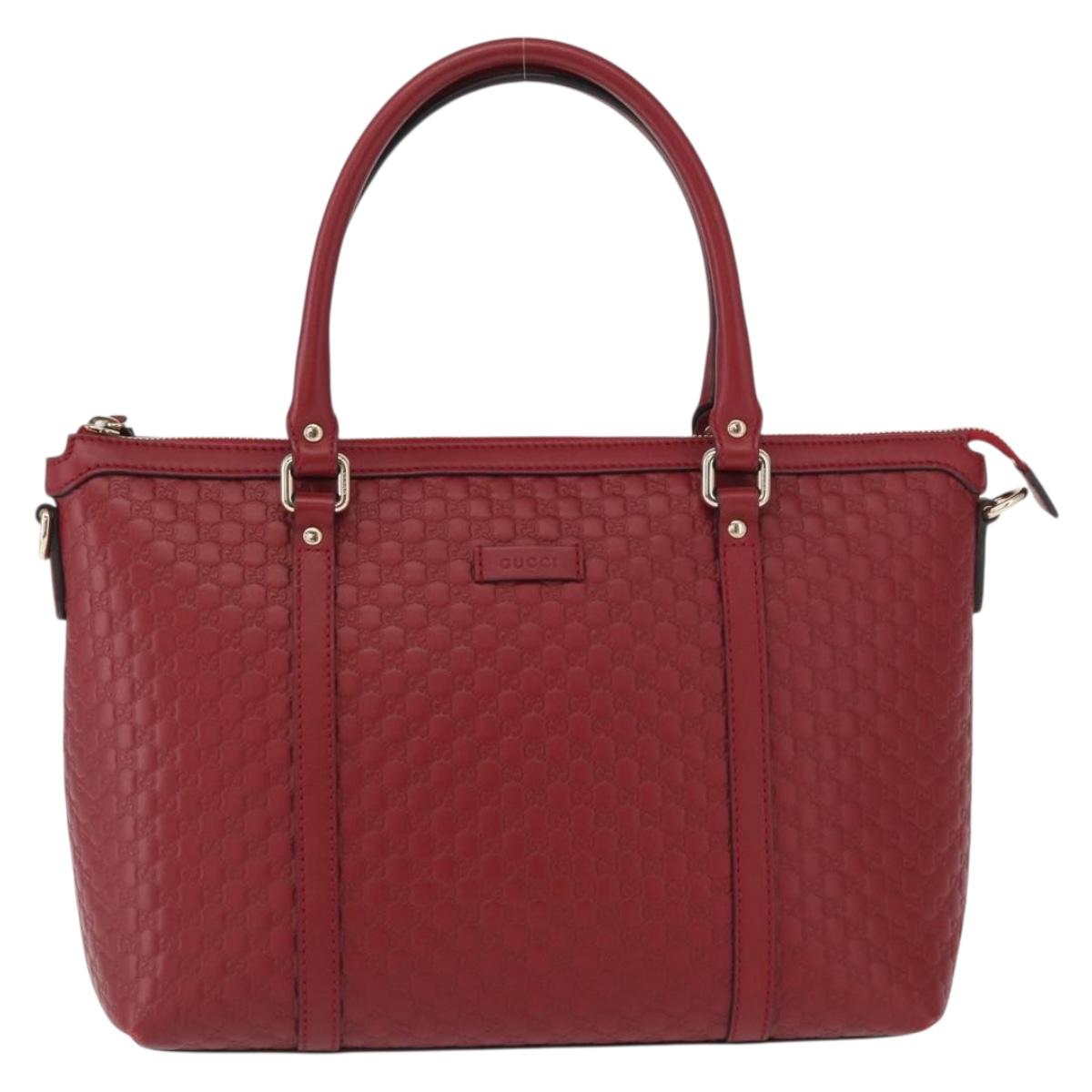 GUCCI Micro GG Canvas Hand Bag Leather Red Gold 449656 Auth ka1512