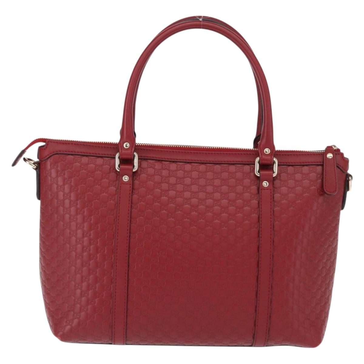 GUCCI Micro GG Canvas Hand Bag Leather Red Gold 449656 Auth ka1512