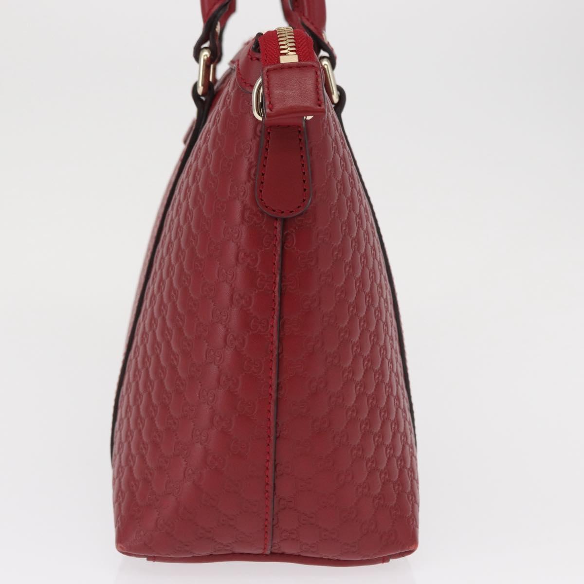 GUCCI Micro GG Canvas Hand Bag Leather Red Gold 449656 Auth ka1512