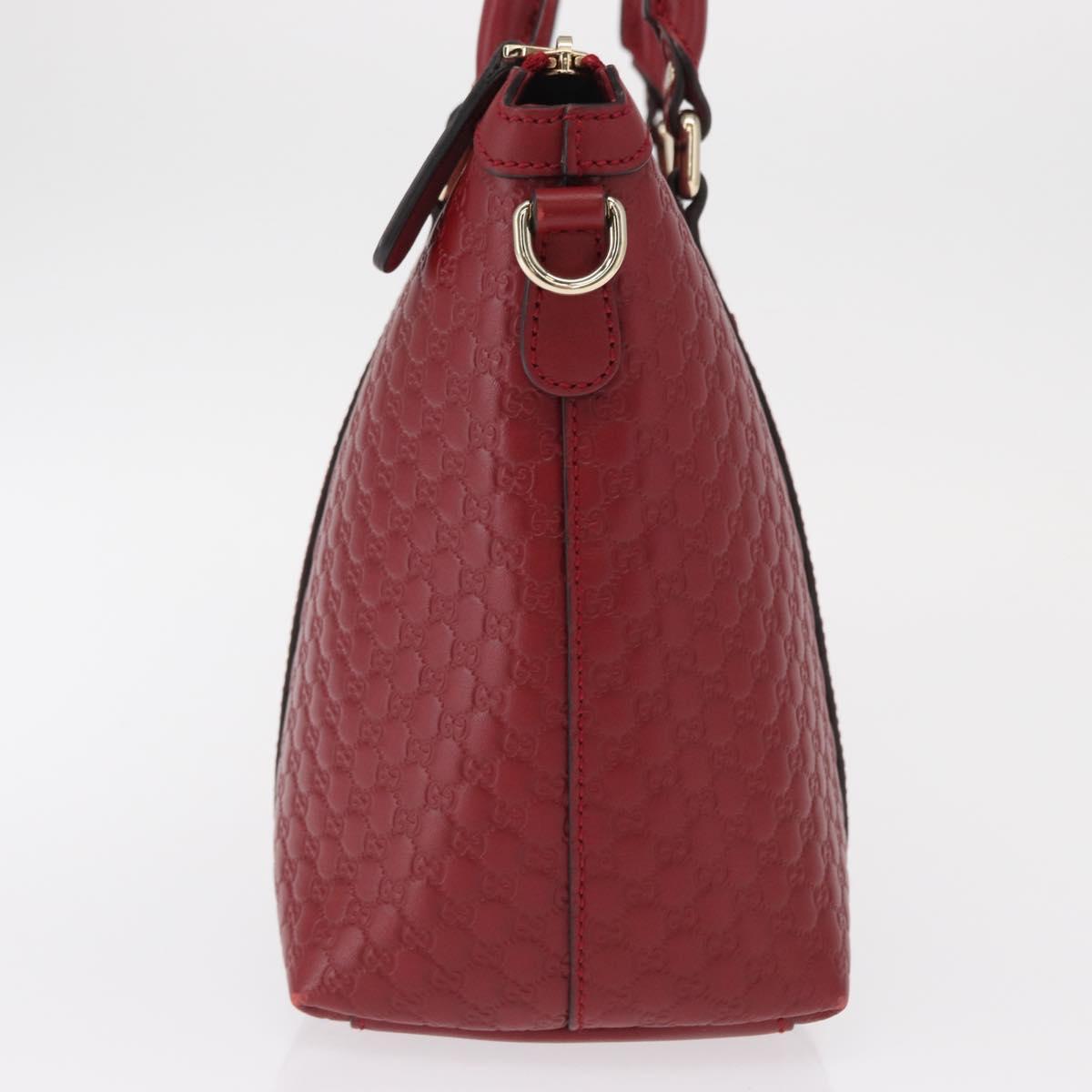 GUCCI Micro GG Canvas Hand Bag Leather Red Gold 449656 Auth ka1512