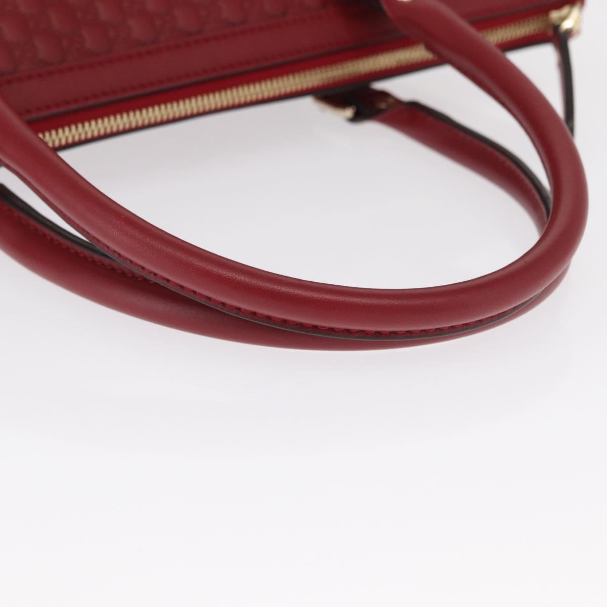 GUCCI Micro GG Canvas Hand Bag Leather Red Gold 449656 Auth ka1512