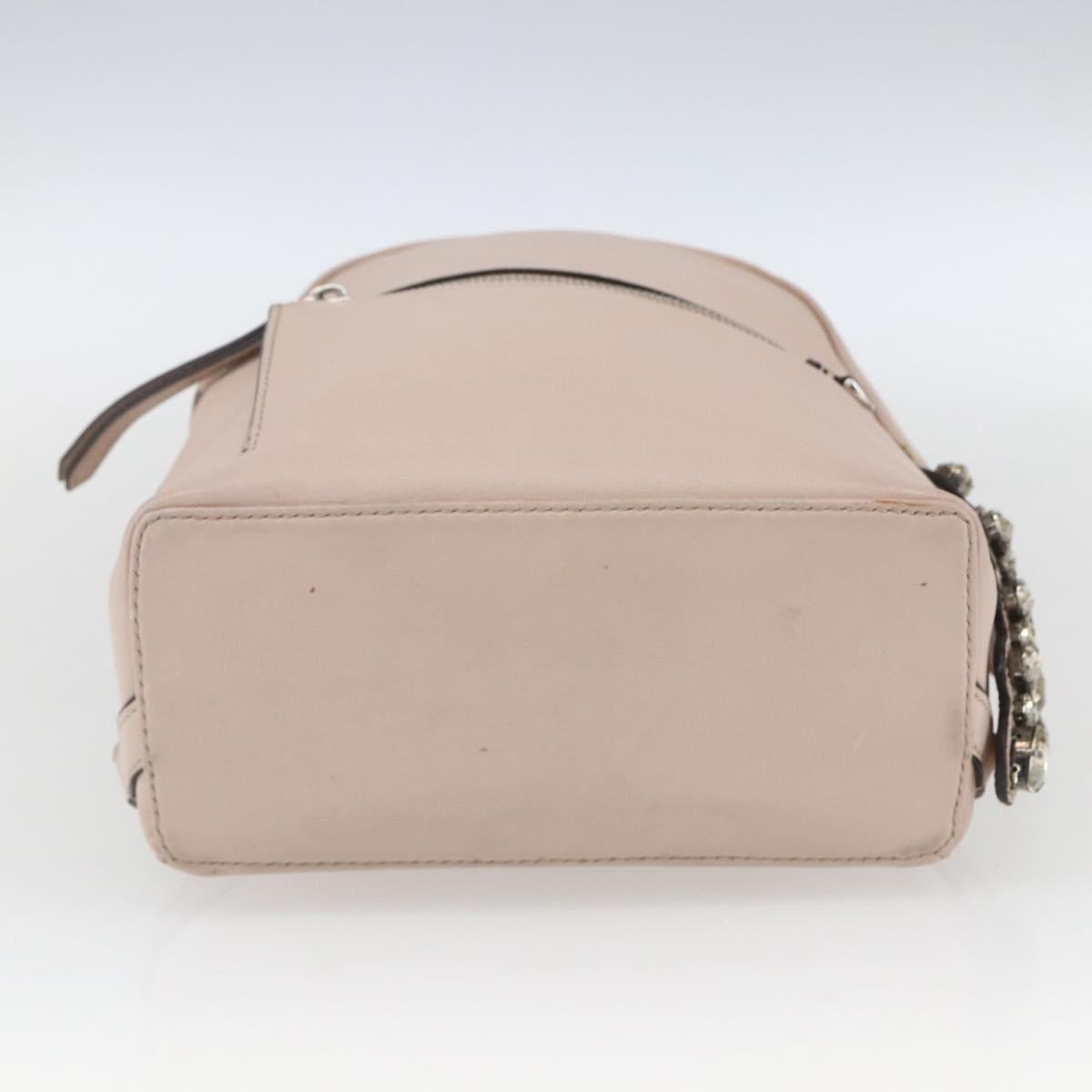 FENDI By The Way Backpack Leather Beige Silver Auth ka1520M