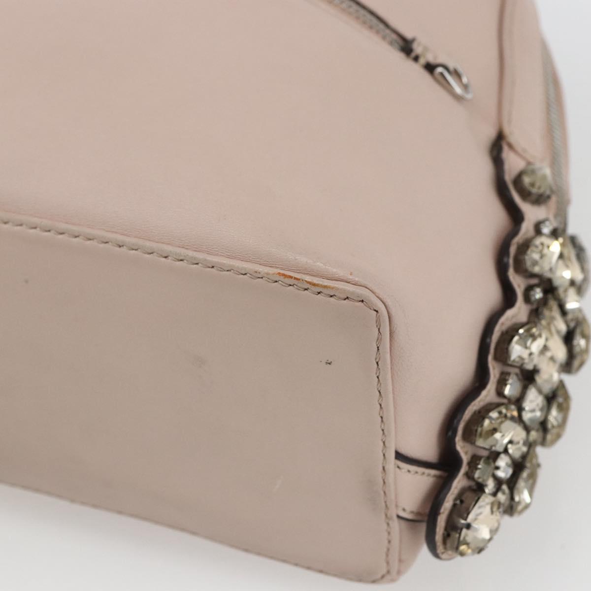 FENDI By The Way Backpack Leather Beige Silver Auth ka1520M