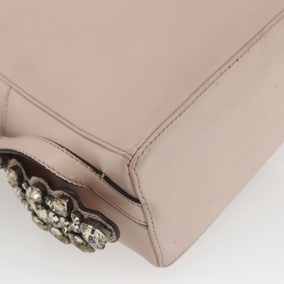 FENDI By The Way Backpack Leather Beige Silver Auth ka1520M
