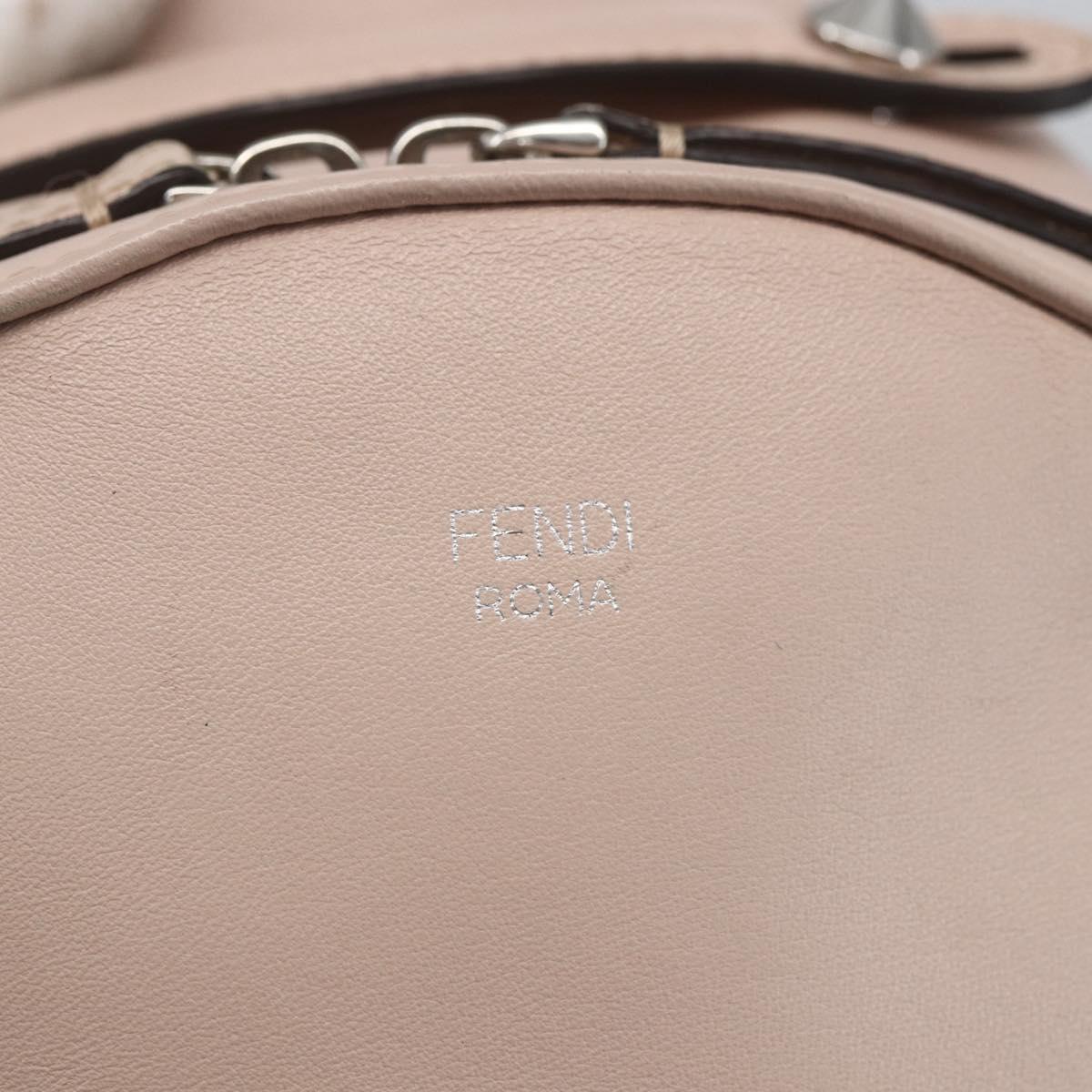 FENDI By The Way Backpack Leather Beige Silver Auth ka1520M