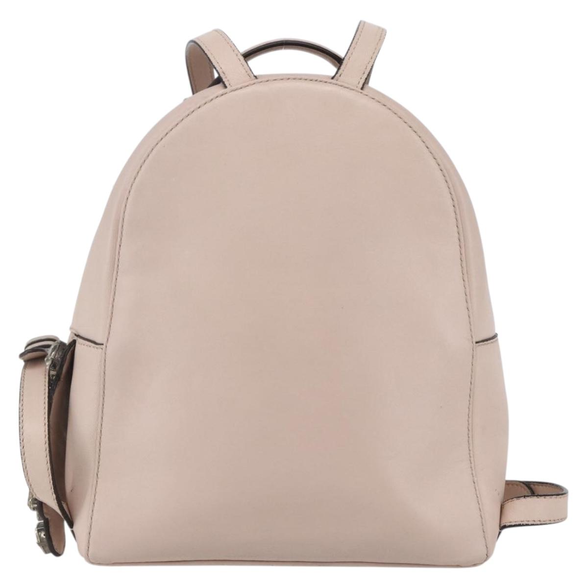 FENDI By The Way Backpack Leather Beige Silver Auth ka1520M