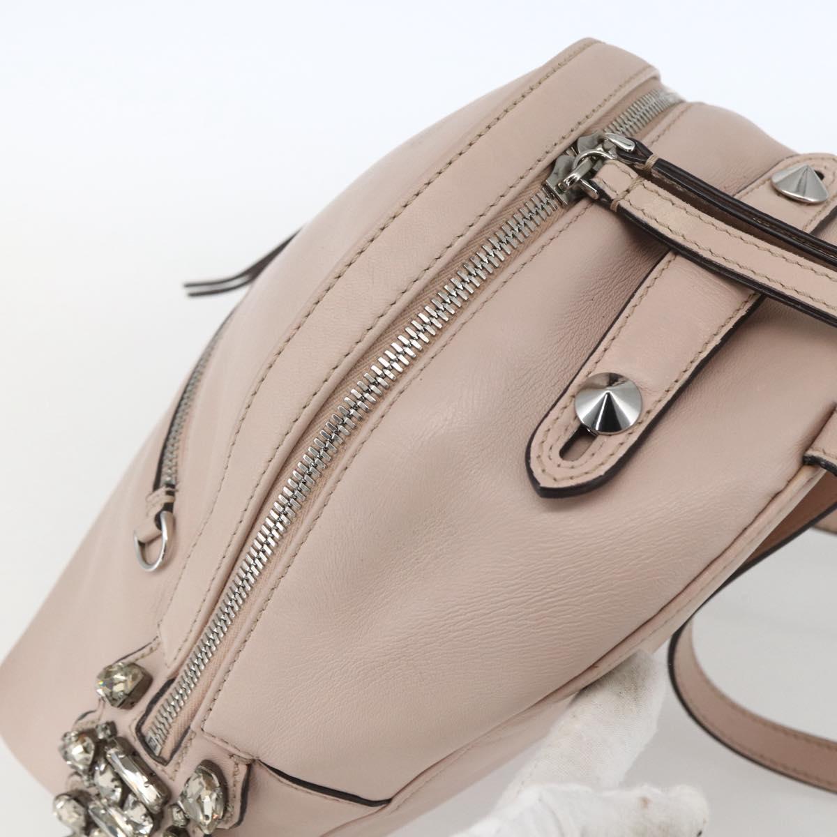 FENDI By The Way Backpack Leather Beige Silver Auth ka1520M