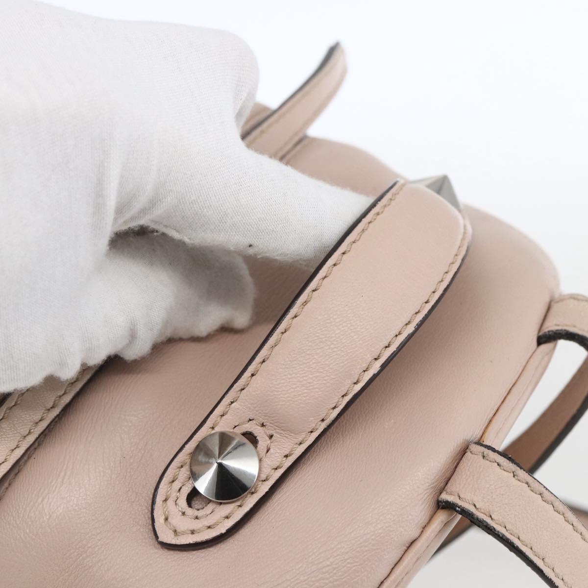 FENDI By The Way Backpack Leather Beige Silver Auth ka1520M