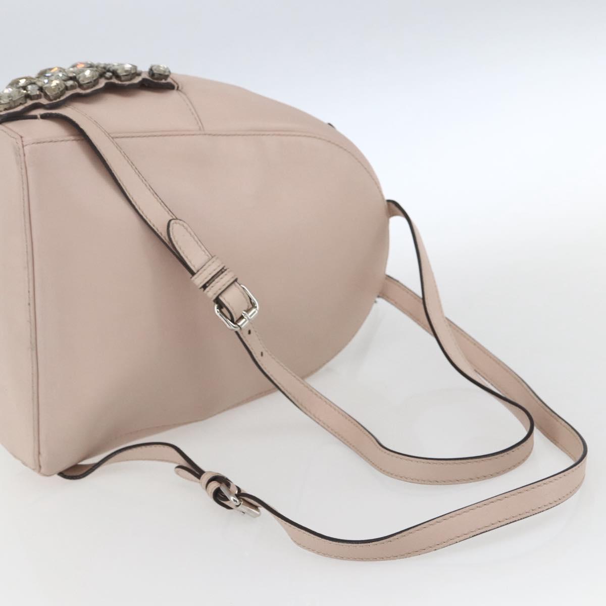 FENDI By The Way Backpack Leather Beige Silver Auth ka1520M
