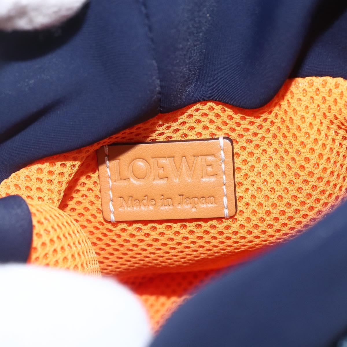 LOEWE Eye Nature Shoulder Bag Canvas Navy Gold Auth ka1524M