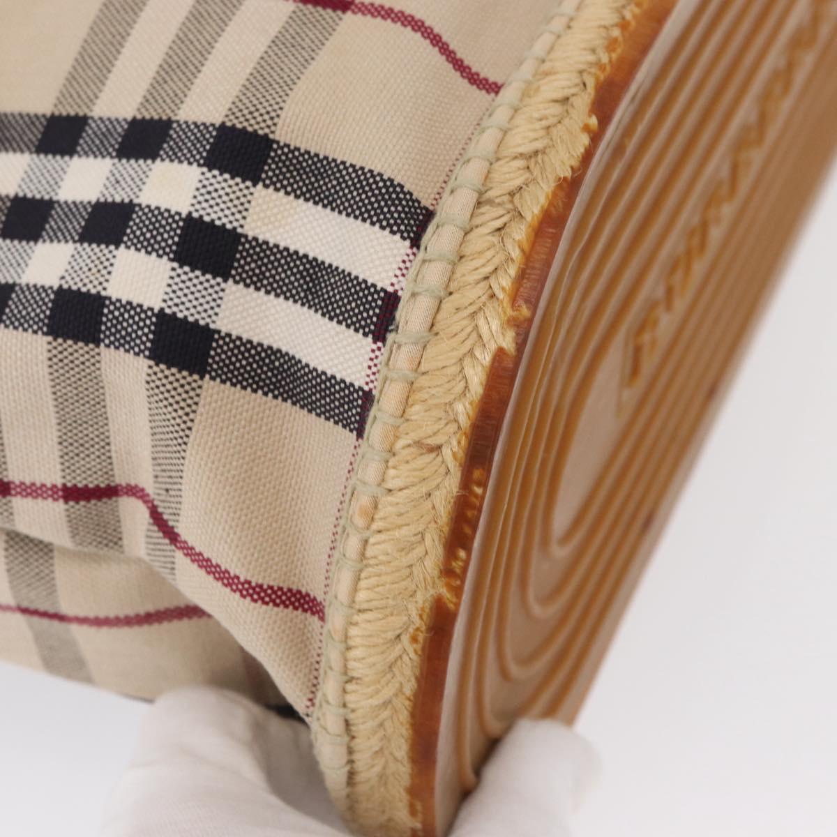 BURBERRY Nova Check Tote Bag Canvas Beige Silver Auth ka1526