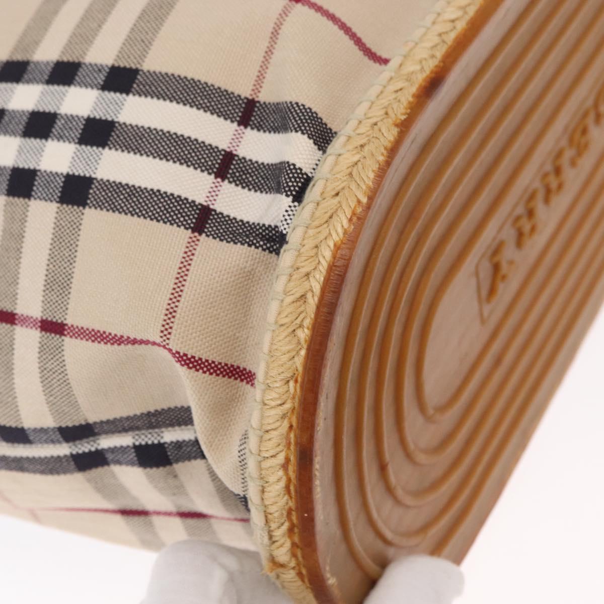 BURBERRY Nova Check Tote Bag Canvas Beige Silver Auth ka1526