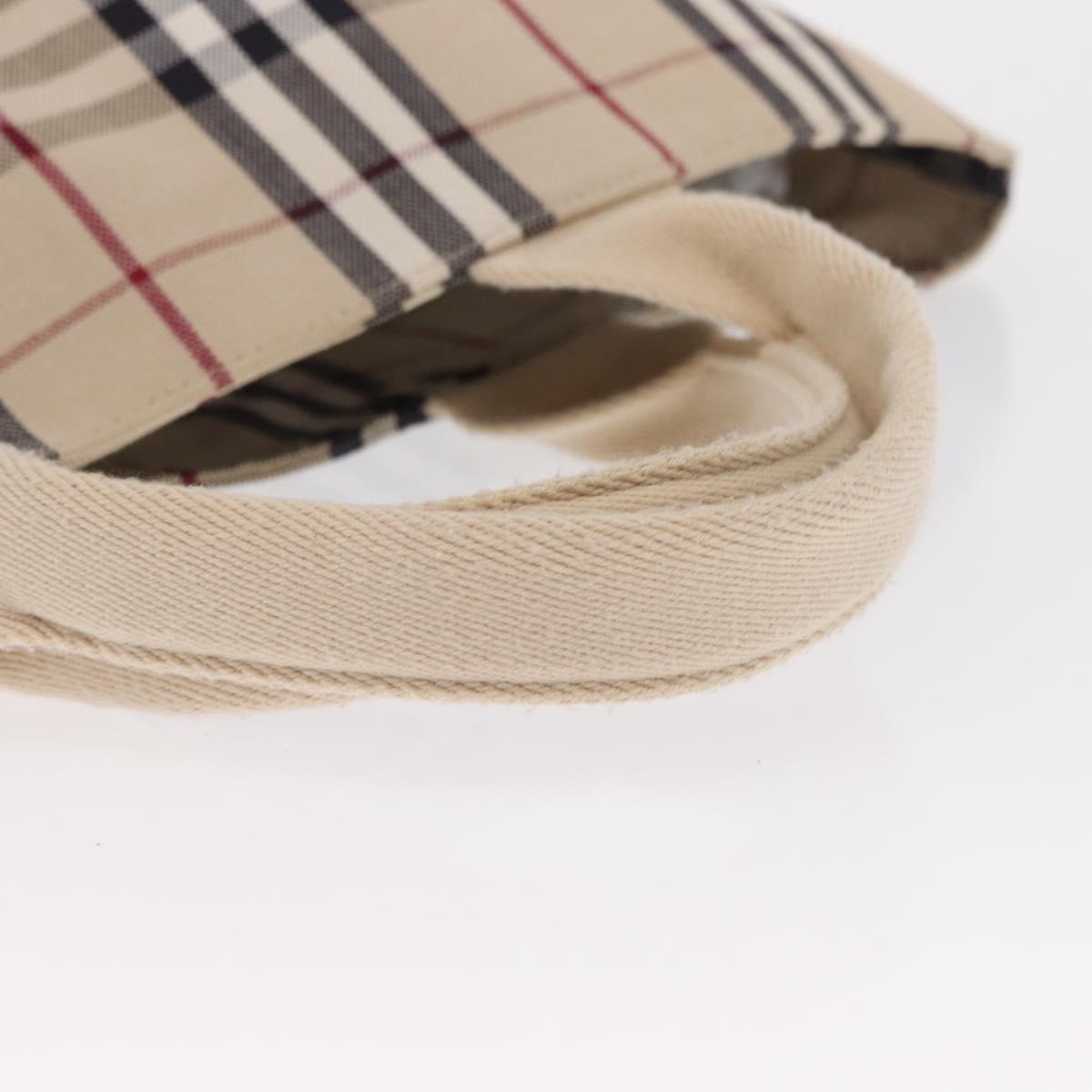BURBERRY Nova Check Tote Bag Canvas Beige Silver Auth ka1526