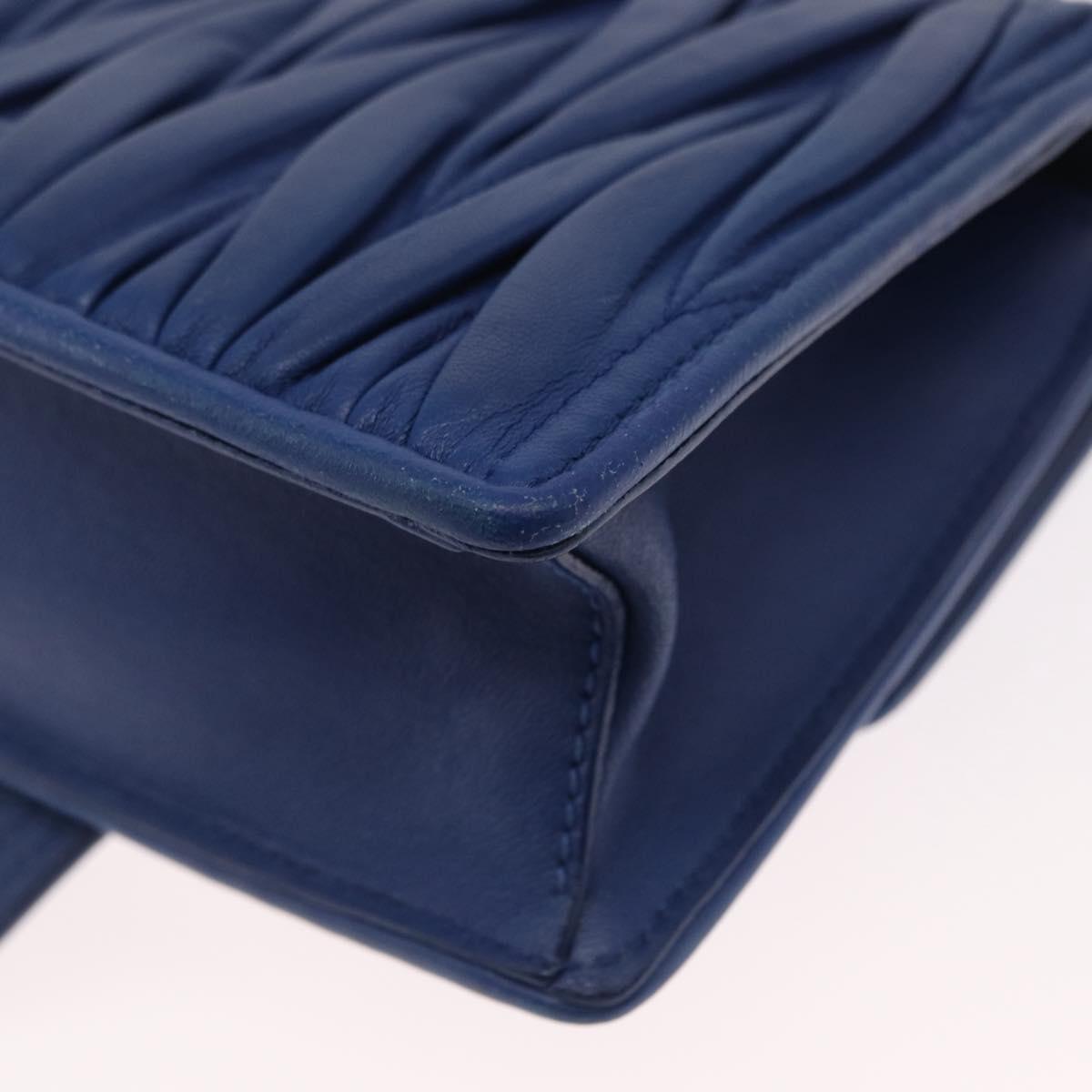 Miu Miu Matelasse Chain Shoulder Bag Leather Blue Silver Auth ka1528V