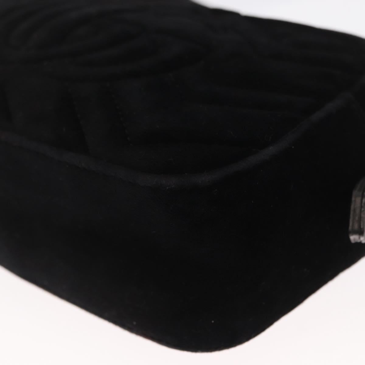 GUCCI GG Marmont Mini Camera Bag Chain Bag Suede Black Gold 448065 Auth ka1530