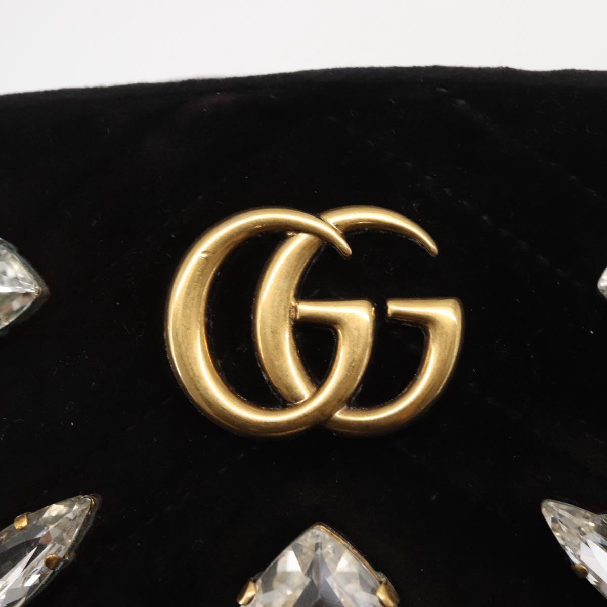 GUCCI GG Marmont Mini Camera Bag Chain Bag Suede Black Gold 448065 Auth ka1530