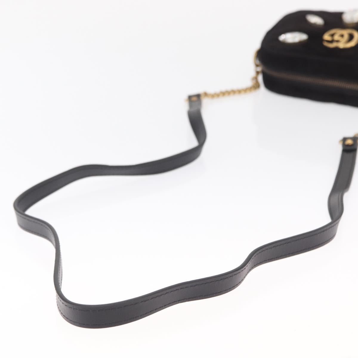 GUCCI GG Marmont Mini Camera Bag Chain Bag Suede Black Gold 448065 Auth ka1530