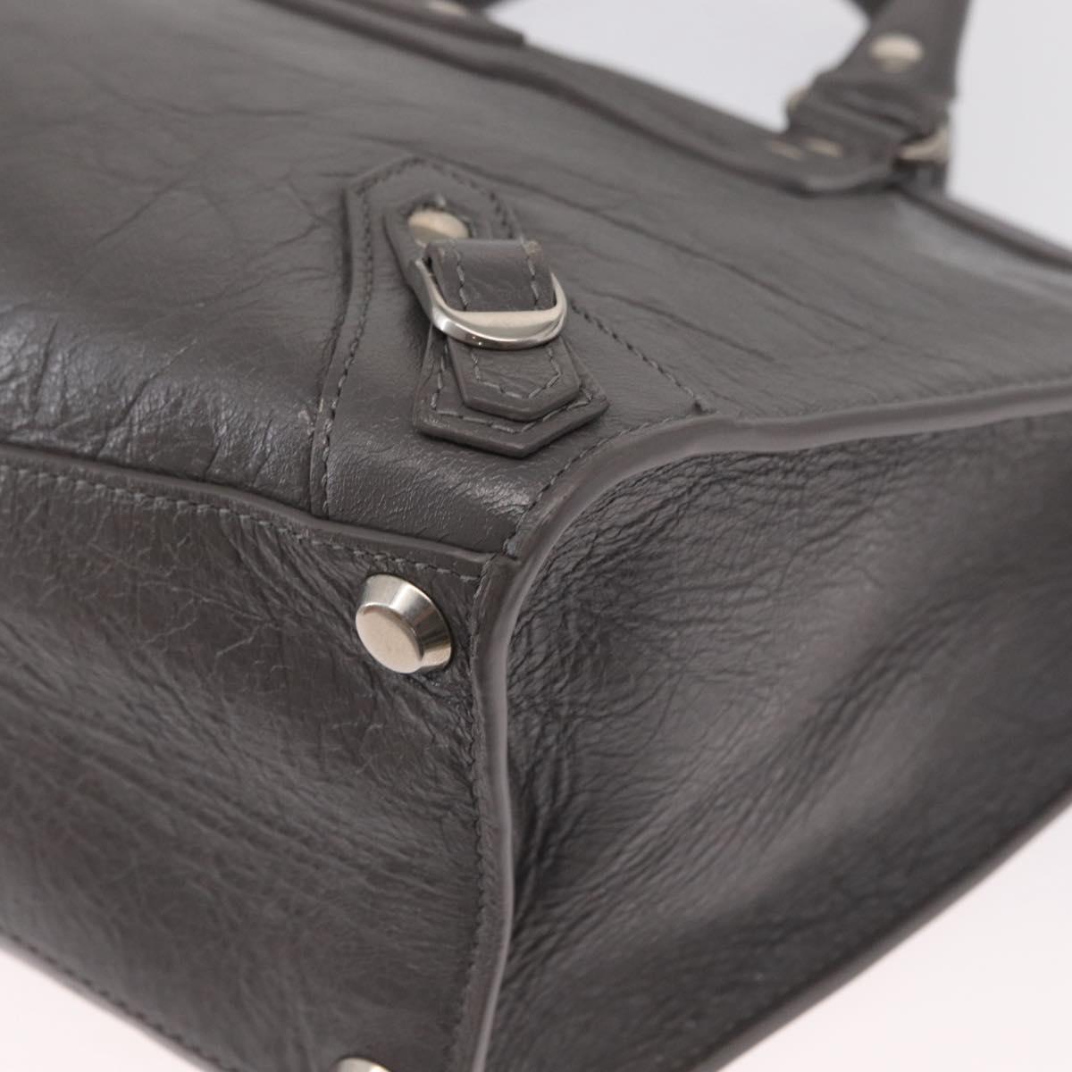 BALENCIAGA Neo Classic M Hand Bag Leather 2way Gray Silver 702502 Auth ka1535M