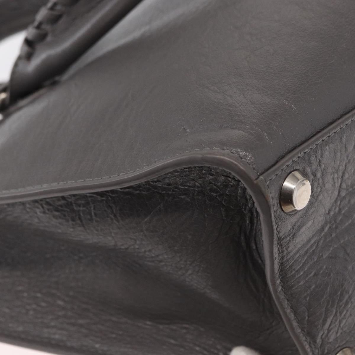 BALENCIAGA Neo Classic M Hand Bag Leather 2way Gray Silver 702502 Auth ka1535M