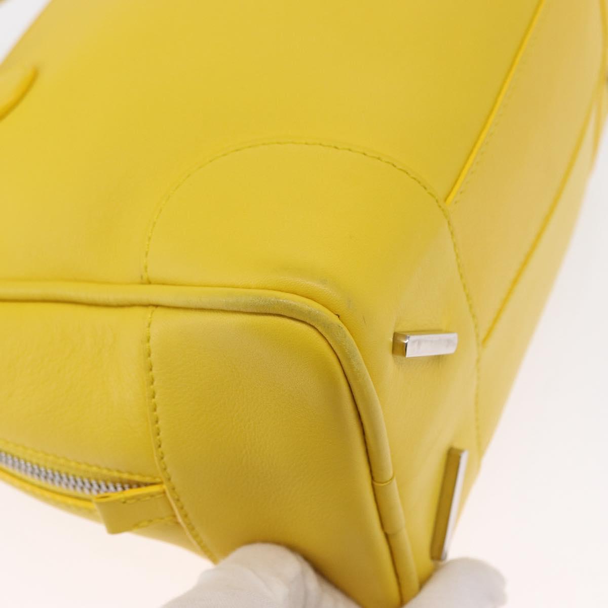 LOEWE Hand Bag Leather 2way Yellow Silver Auth ka1544V