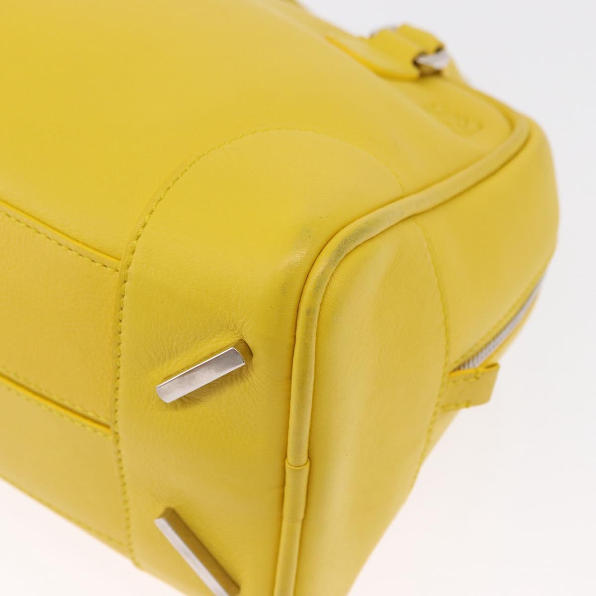 LOEWE Hand Bag Leather 2way Yellow Silver Auth ka1544V