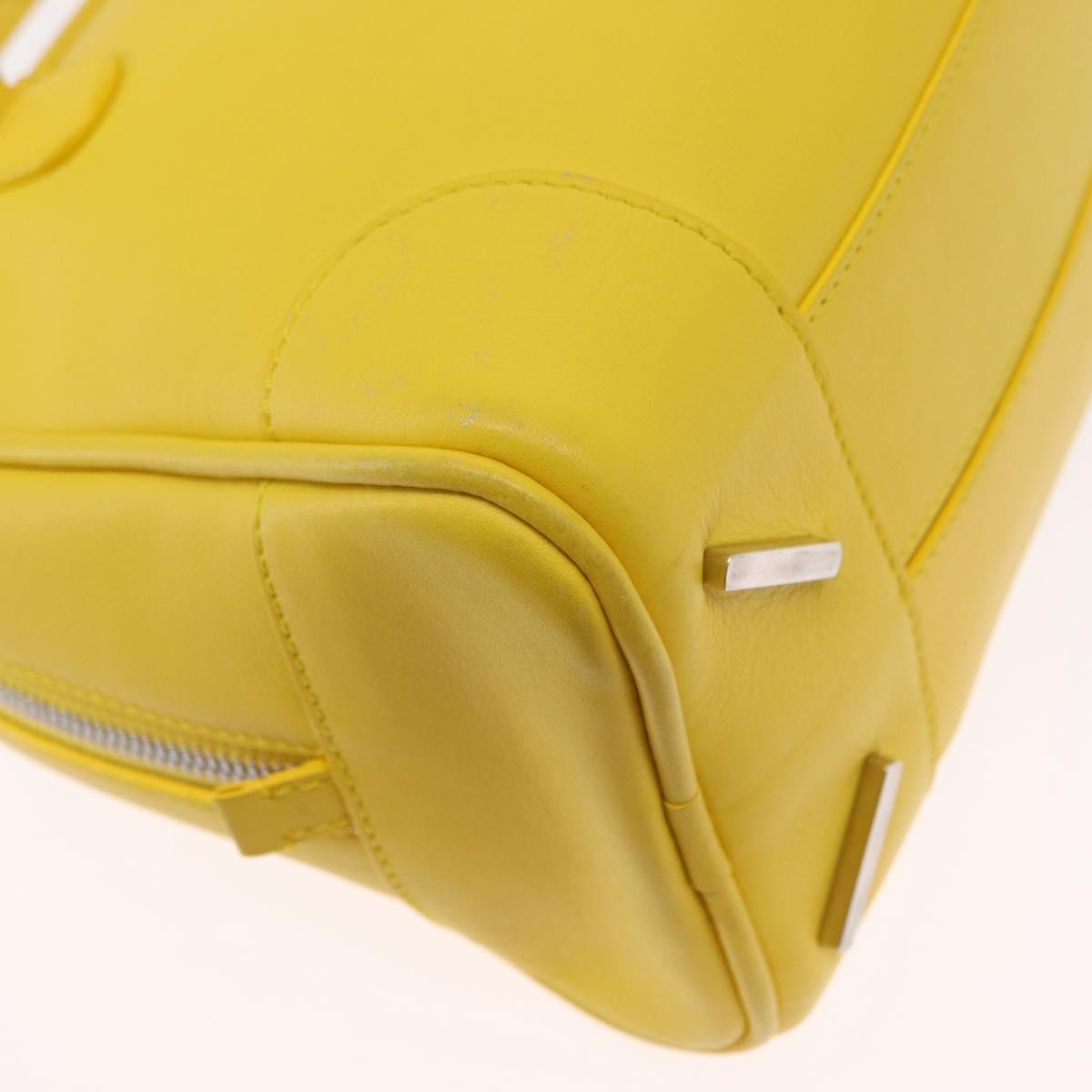 LOEWE Hand Bag Leather 2way Yellow Silver Auth ka1544V