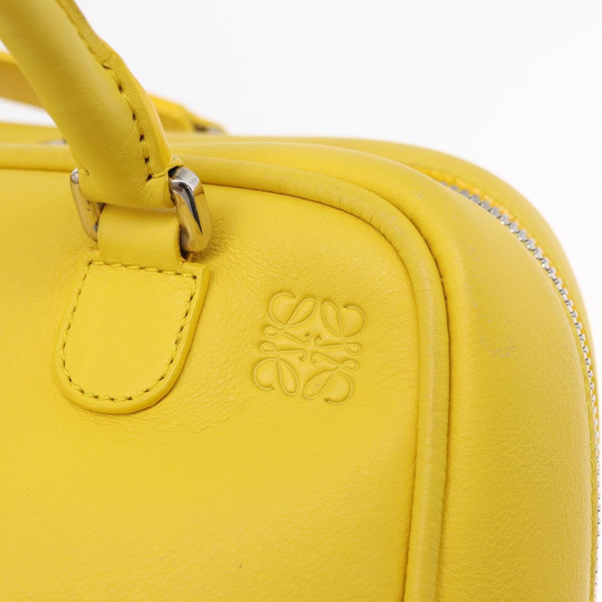 LOEWE Hand Bag Leather 2way Yellow Silver Auth ka1544V