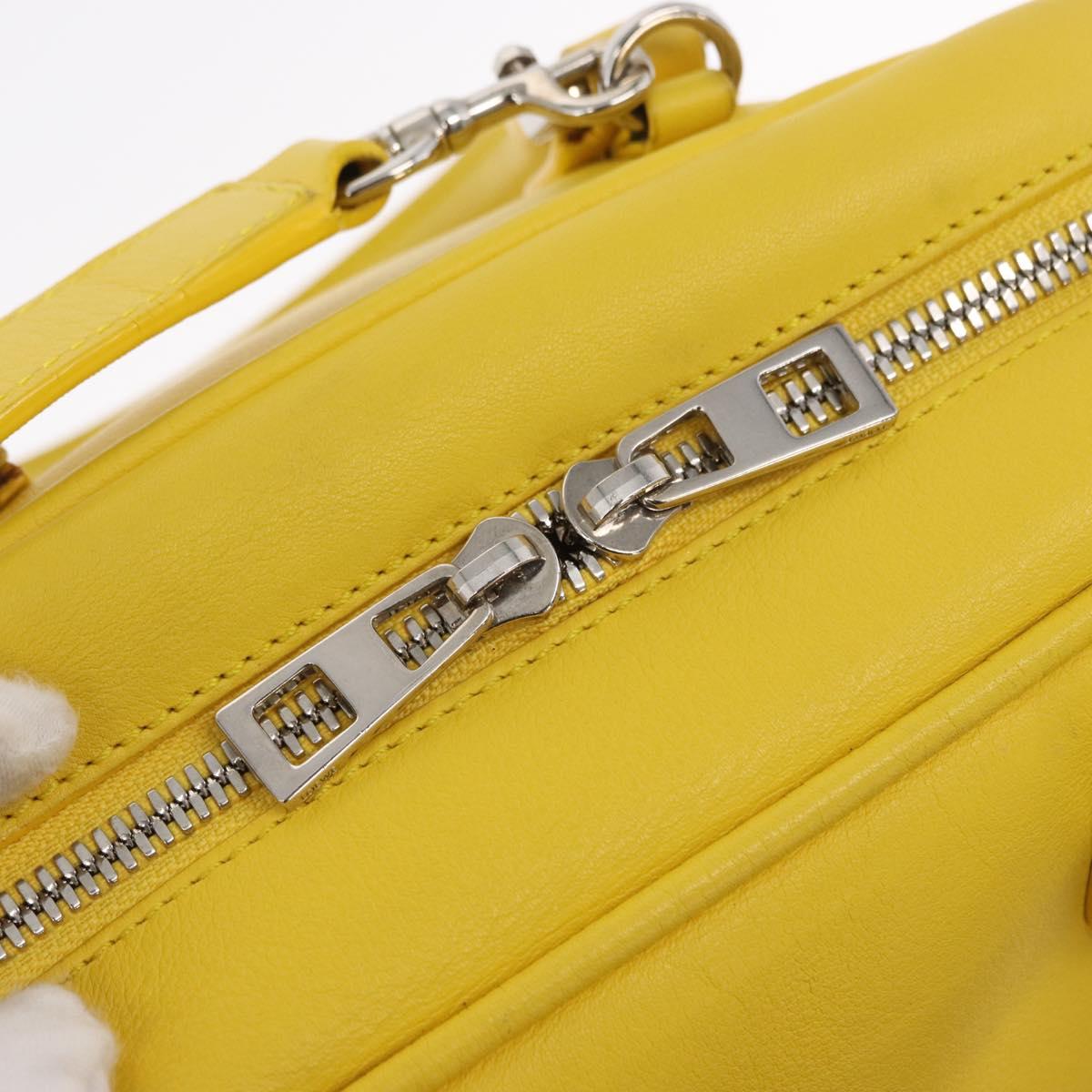 LOEWE Hand Bag Leather 2way Yellow Silver Auth ka1544V