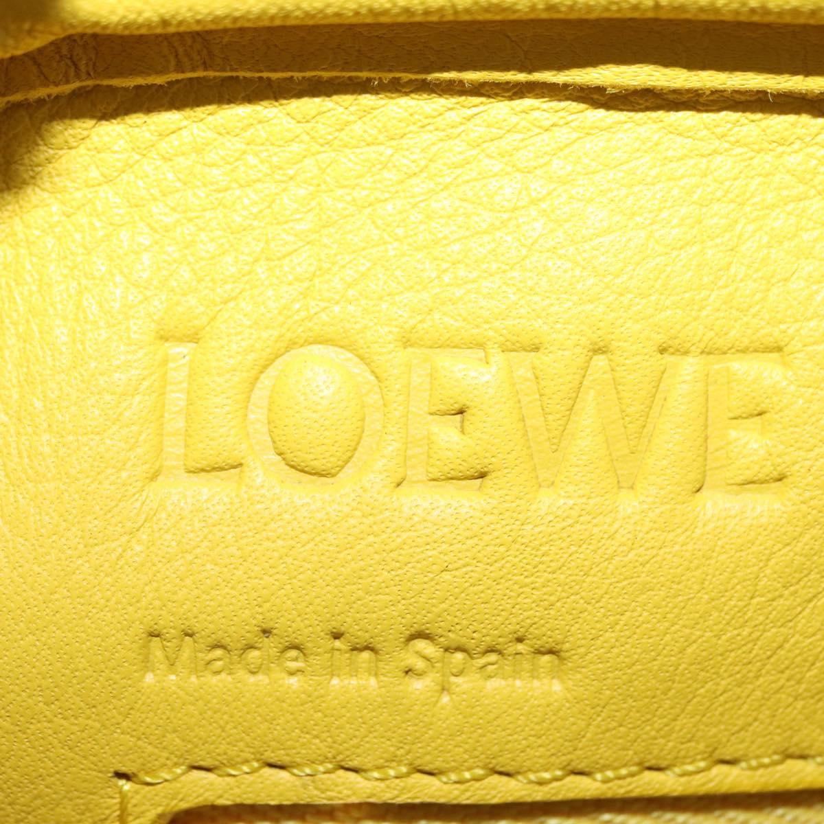 LOEWE Hand Bag Leather 2way Yellow Silver Auth ka1544V