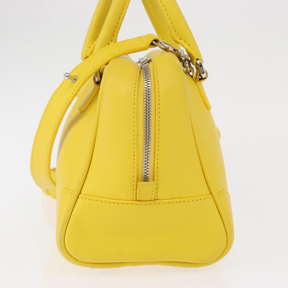 LOEWE Hand Bag Leather 2way Yellow Silver Auth ka1544V