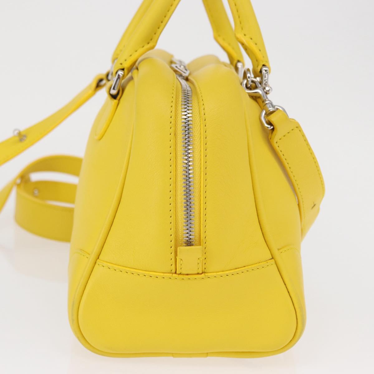 LOEWE Hand Bag Leather 2way Yellow Silver Auth ka1544V