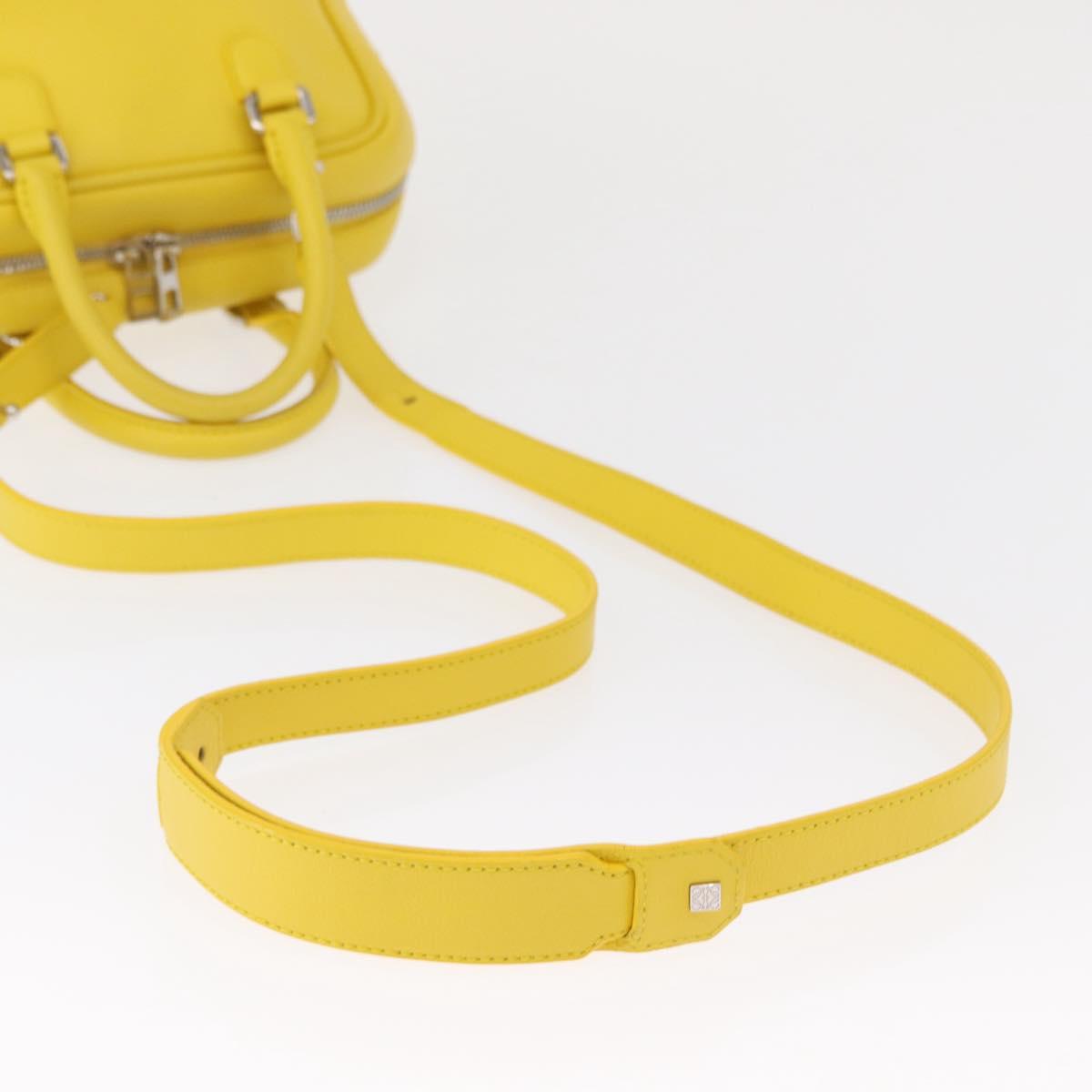 LOEWE Hand Bag Leather 2way Yellow Silver Auth ka1544V