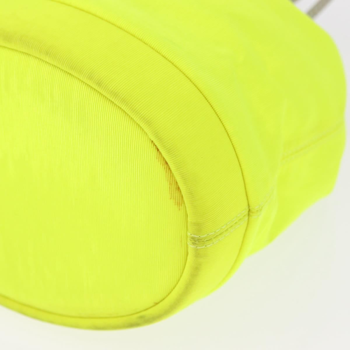 Christian Dior Shoulder Bag Canvas LIme Green Silver Auth ka1545M