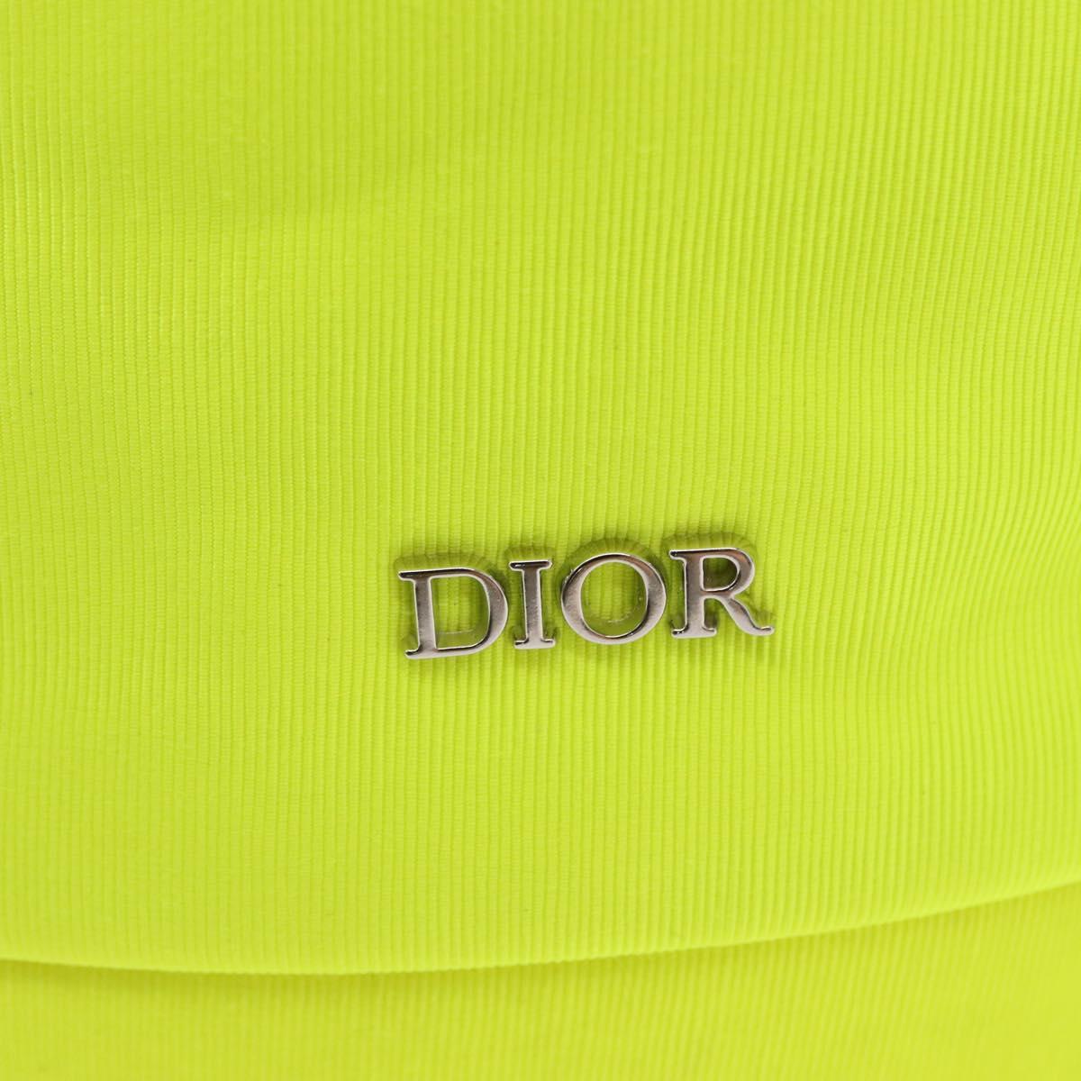 Christian Dior Shoulder Bag Canvas LIme Green Silver Auth ka1545M