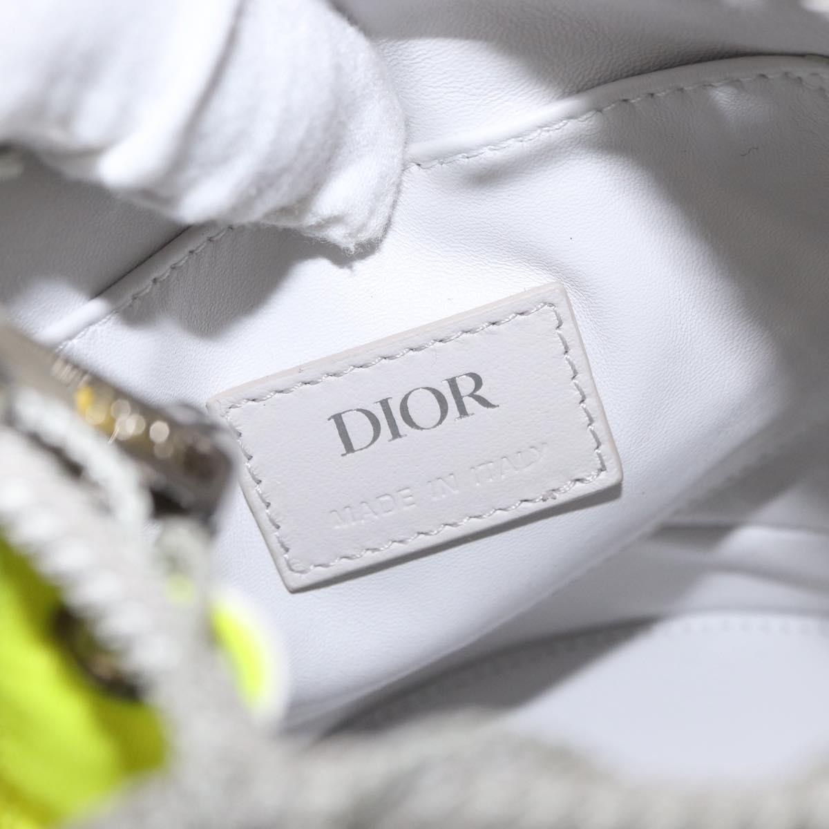 Christian Dior Shoulder Bag Canvas LIme Green Silver Auth ka1545M