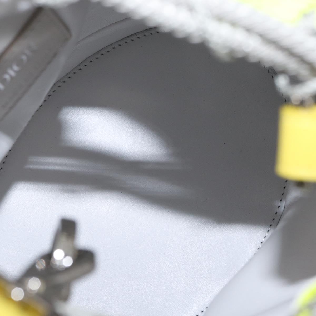 Christian Dior Shoulder Bag Canvas LIme Green Silver Auth ka1545M