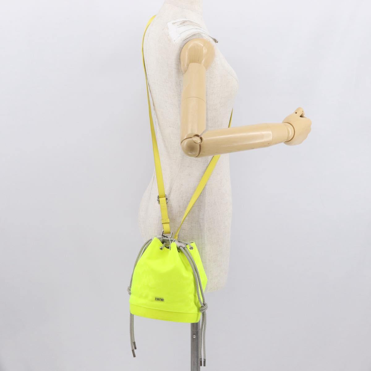 Christian Dior Shoulder Bag Canvas LIme Green Silver Auth ka1545M