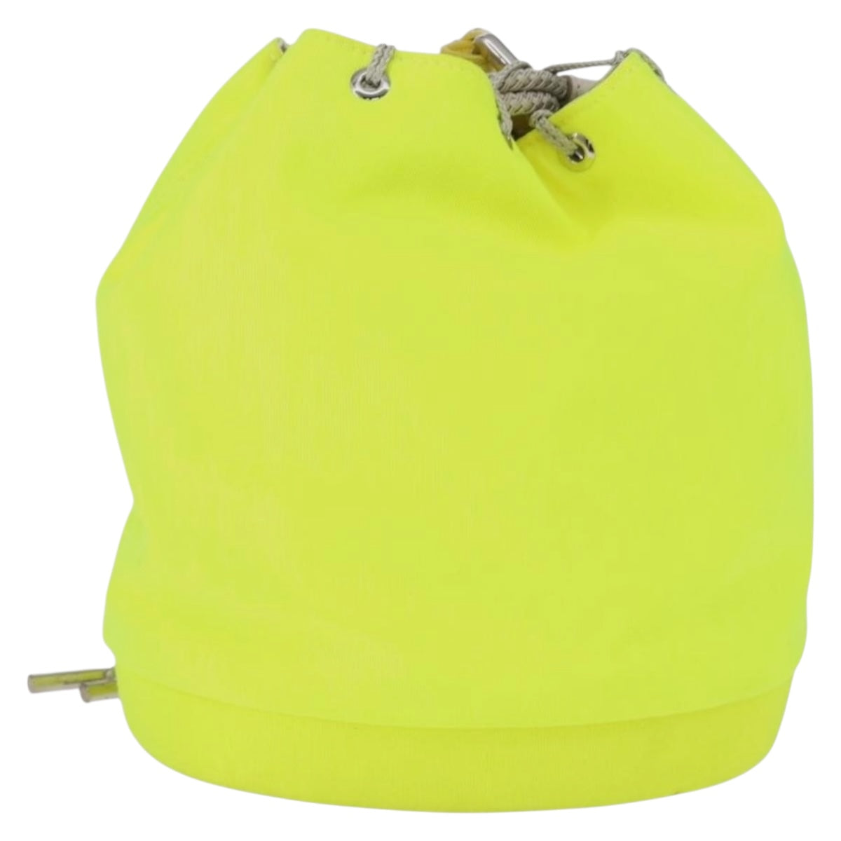 Christian Dior Shoulder Bag Canvas LIme Green Silver Auth ka1545M