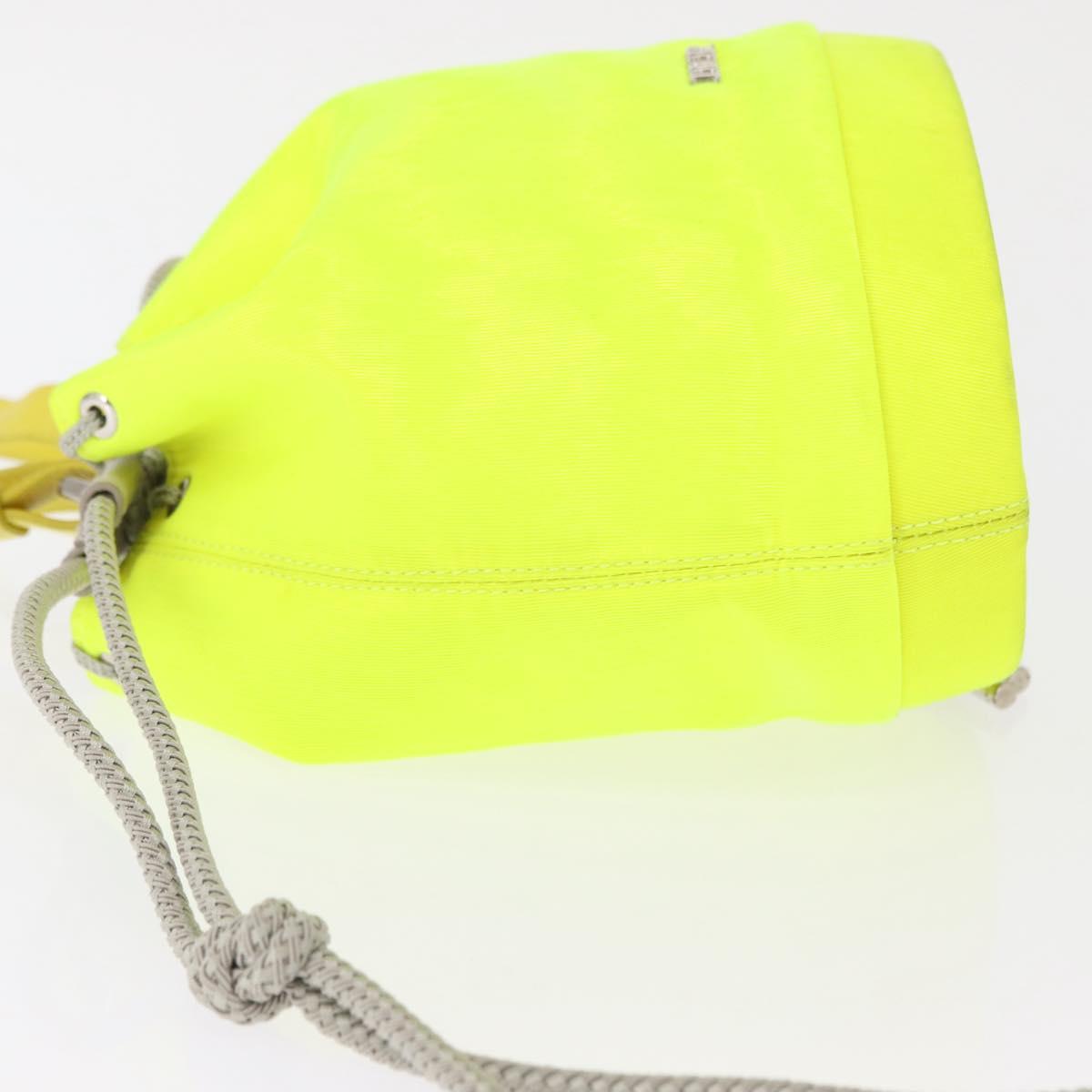 Christian Dior Shoulder Bag Canvas LIme Green Silver Auth ka1545M