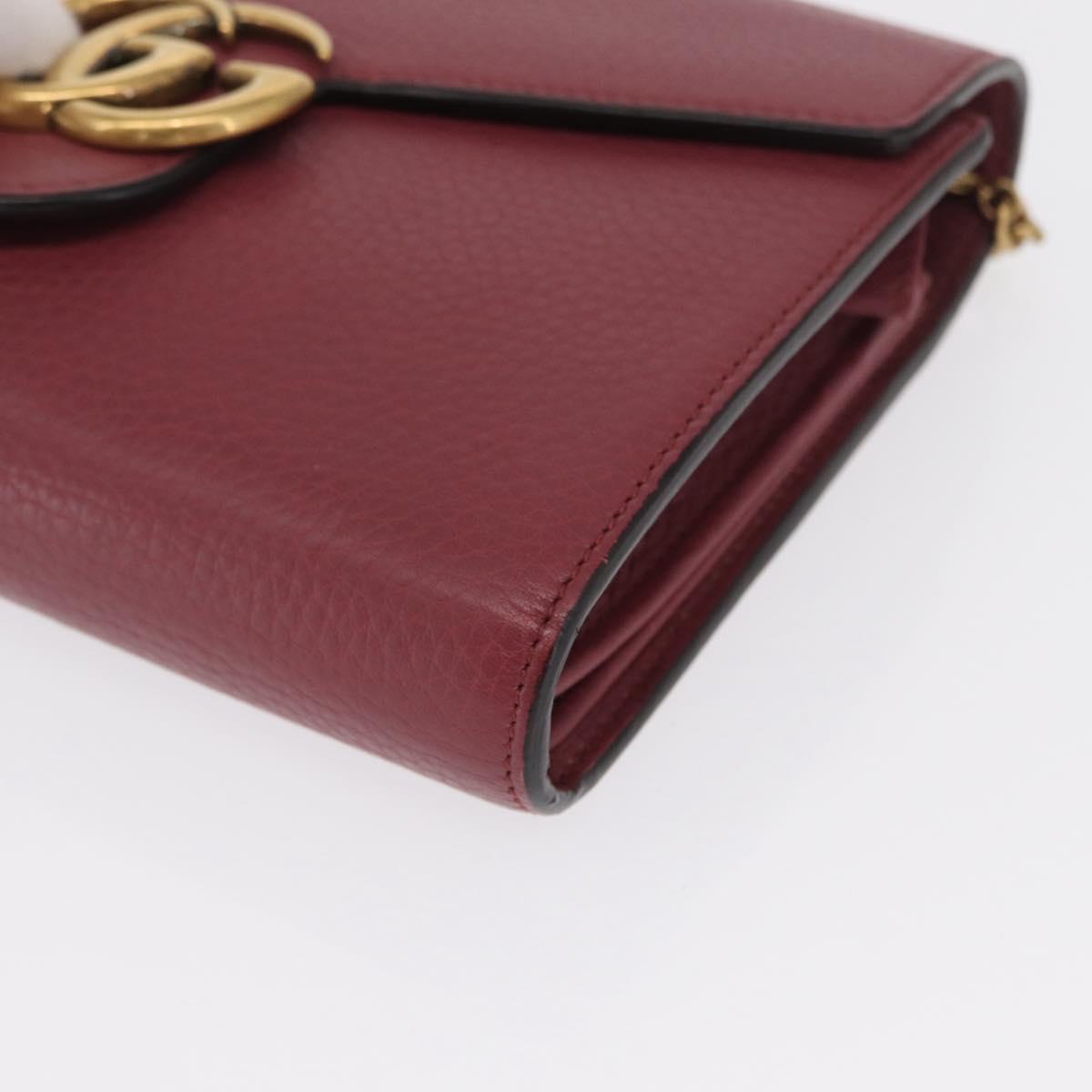 GUCCI GG Marmont Chain Shoulder Bag Leather Pink Gold 401232 Auth ka1546SAV
