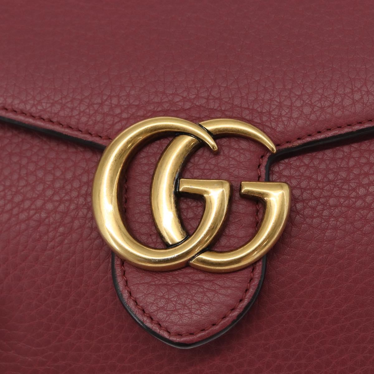 GUCCI GG Marmont Chain Shoulder Bag Leather Pink Gold 401232 Auth ka1546SAV